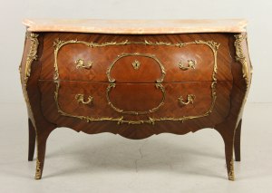 French Bombe Chest with marble top and ormolu mounts